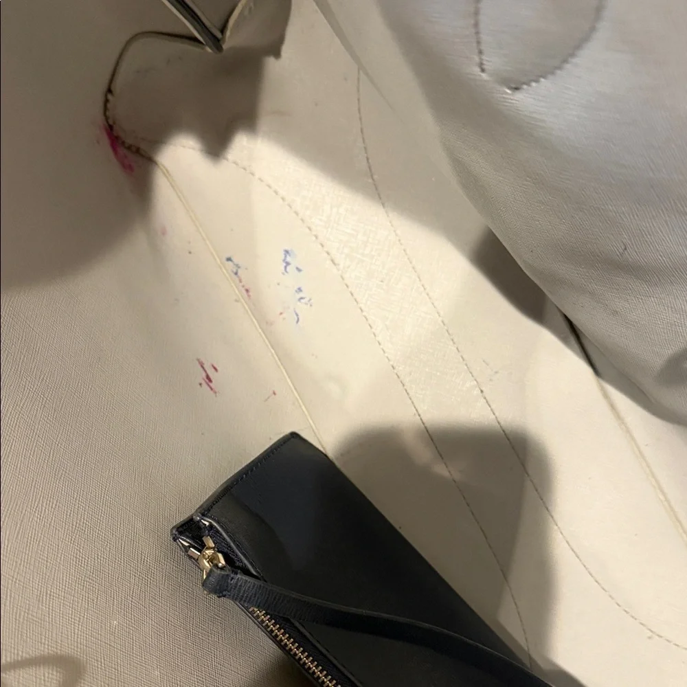 Kate Spade Gray Tote with Floral Scarf and Pouch designer purse wristlet